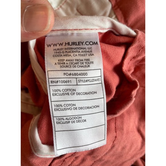 Hurley Lightweight Salmon Pink Jean‎ Jacket Moto Style 100% Cotton Size Small - Picture 7 of 8